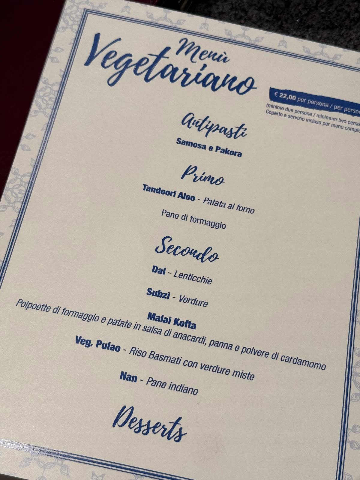 Menu di Rangoli Indian Restaurant Padova 