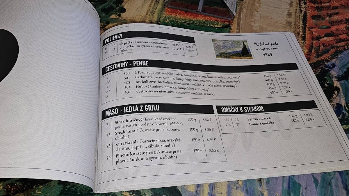Menu de Reštaurácia Vincent