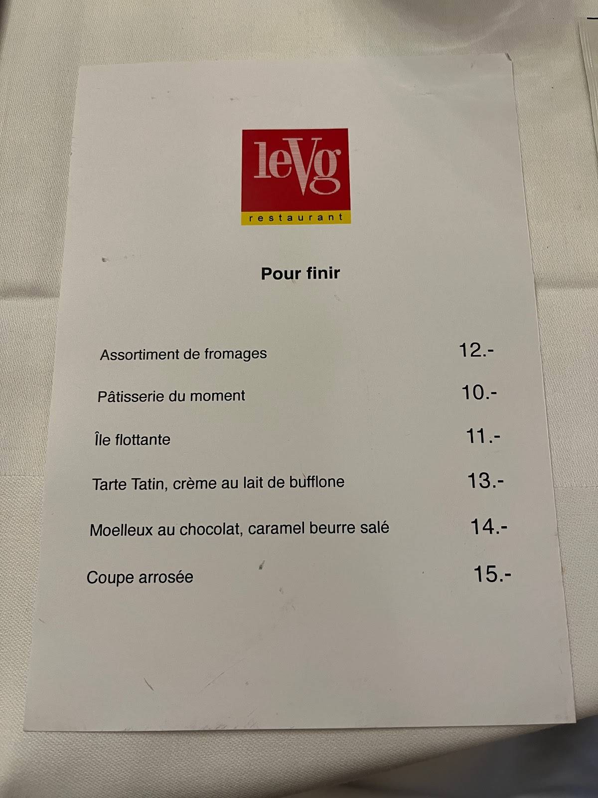 Menu de Restaurant Le VG
