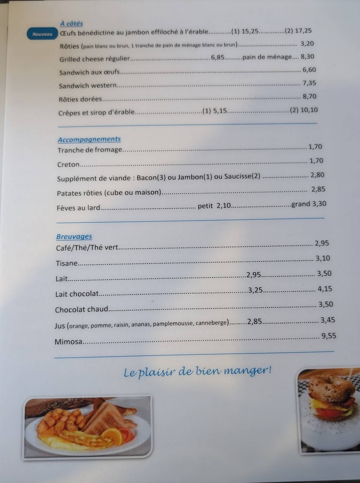 Menu de Restaurant Le P'Tit Rouet
