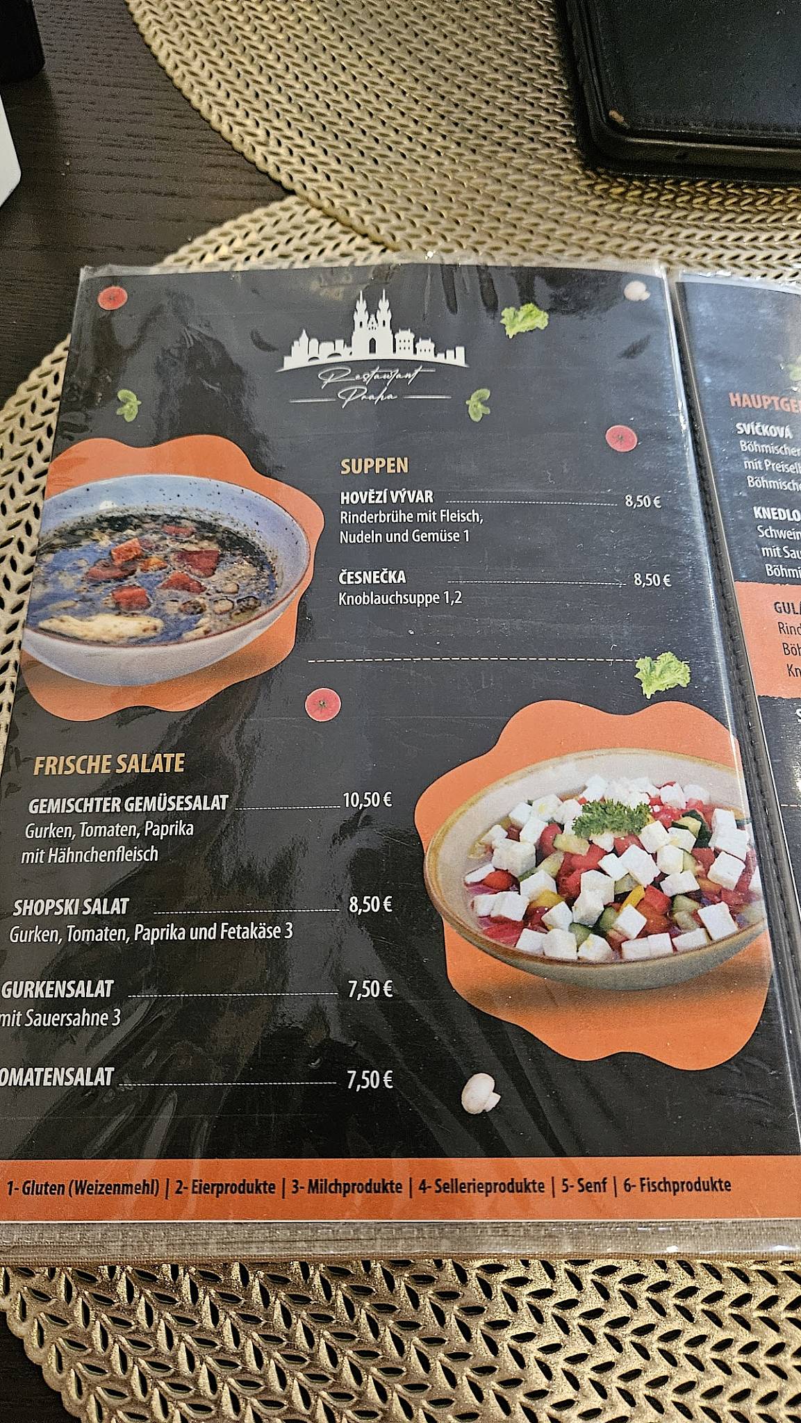 Menu de Restaurant Praha