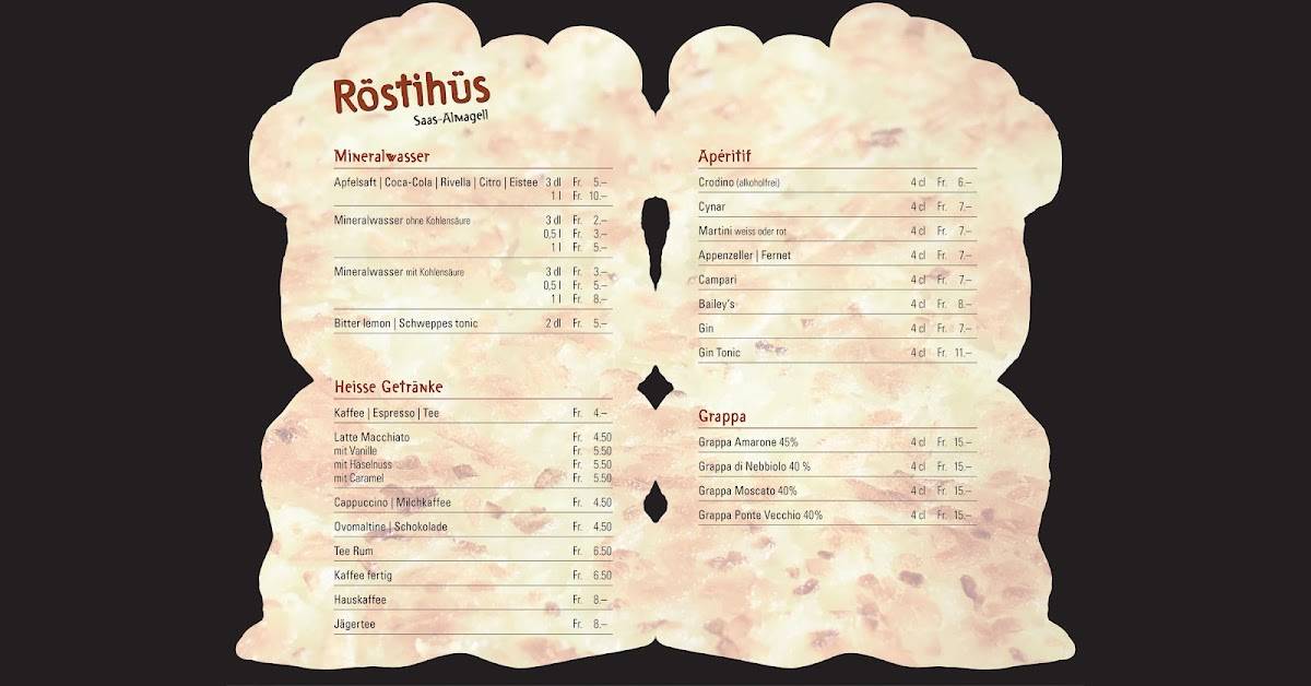 Menu di Restaurant Röstihüs 