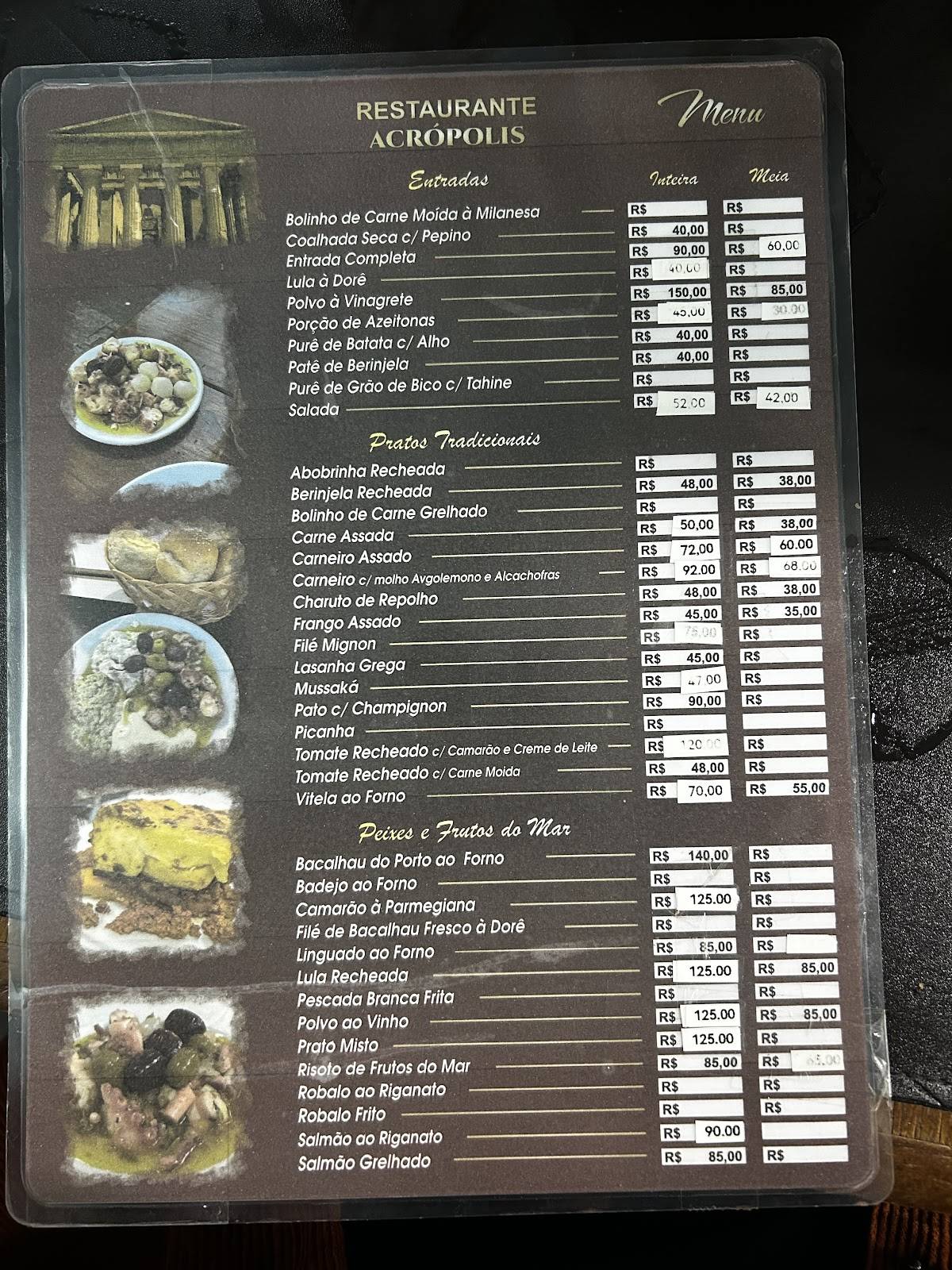 Acrópoles cardápio