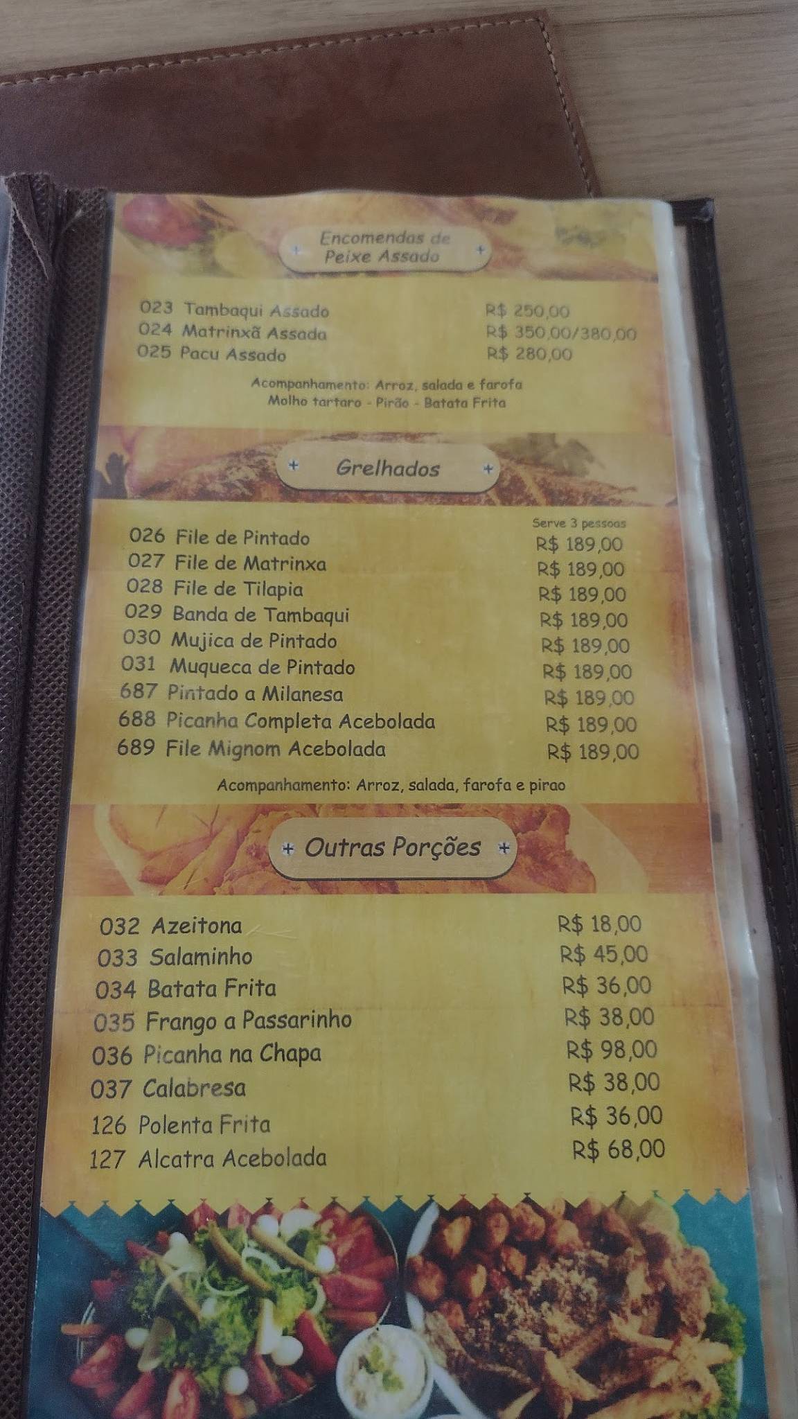Restaurante Flutuante cardápio