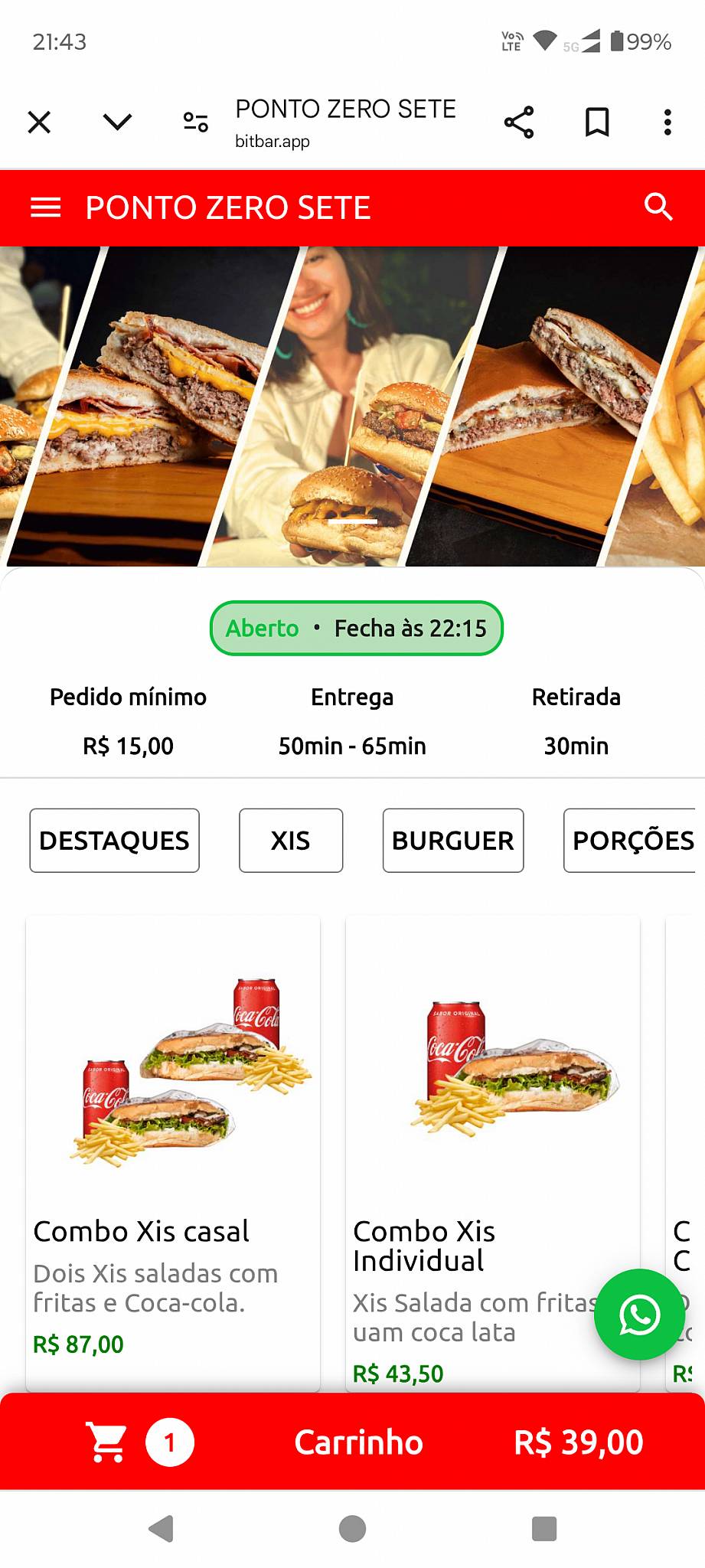 Ponto Zero Sete cardápio