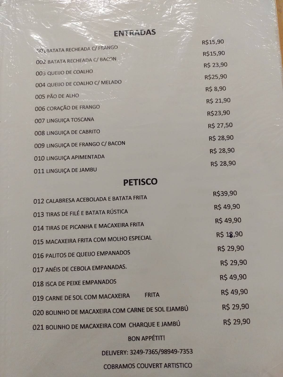 Restaurante Sabor do picui cardápio