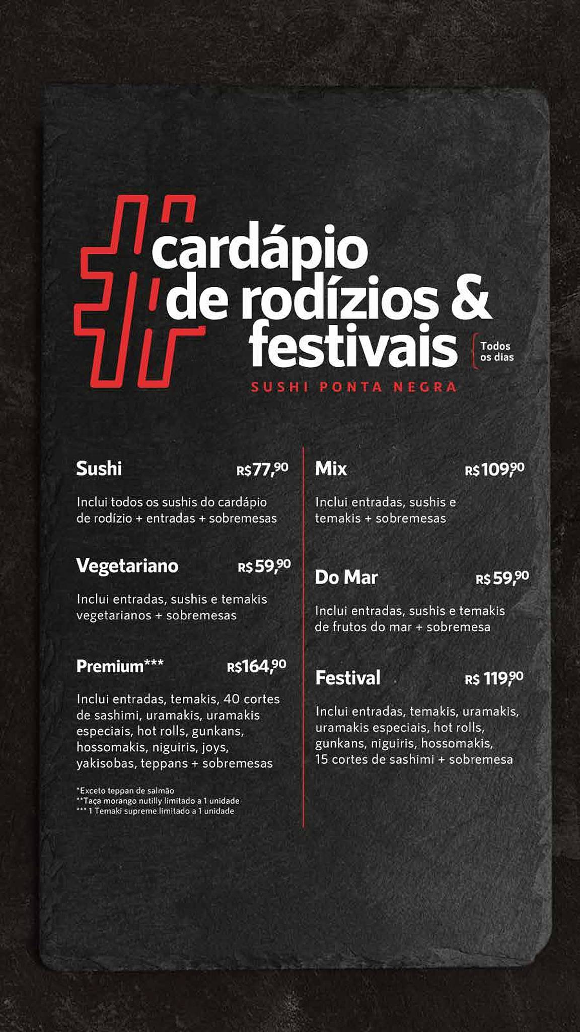 Restaurante Sushi Ponta Negra - Distrito cardápio
