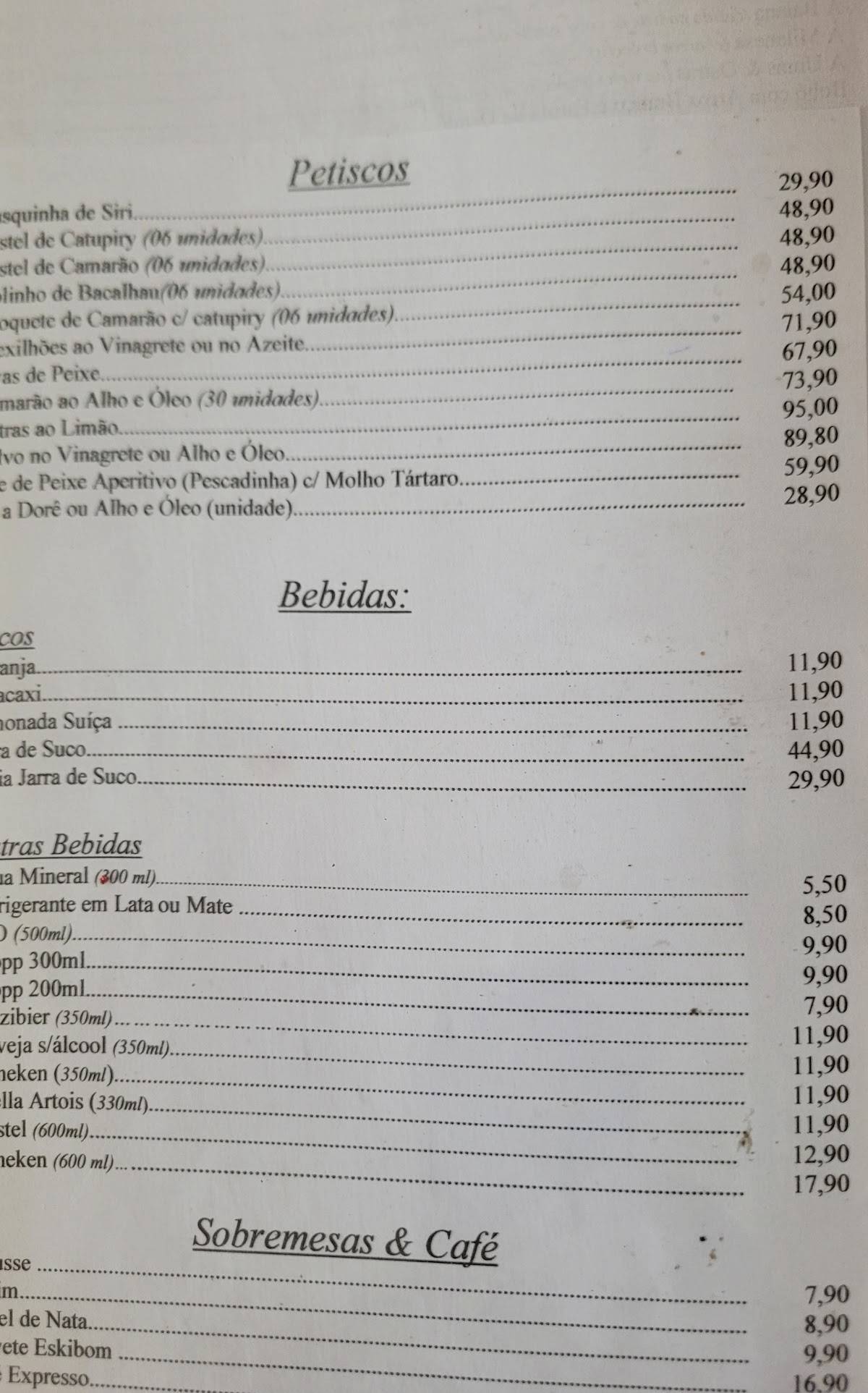 Restaurante Umas & Ostras cardápio