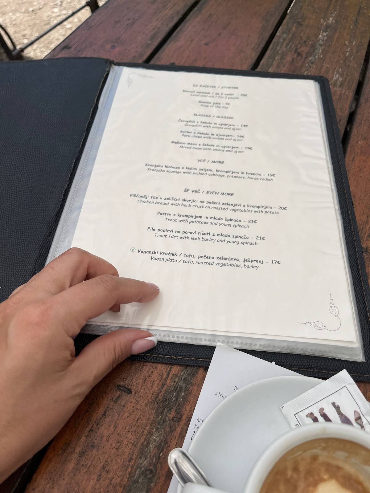 Menu di Restavracija Kramar 
