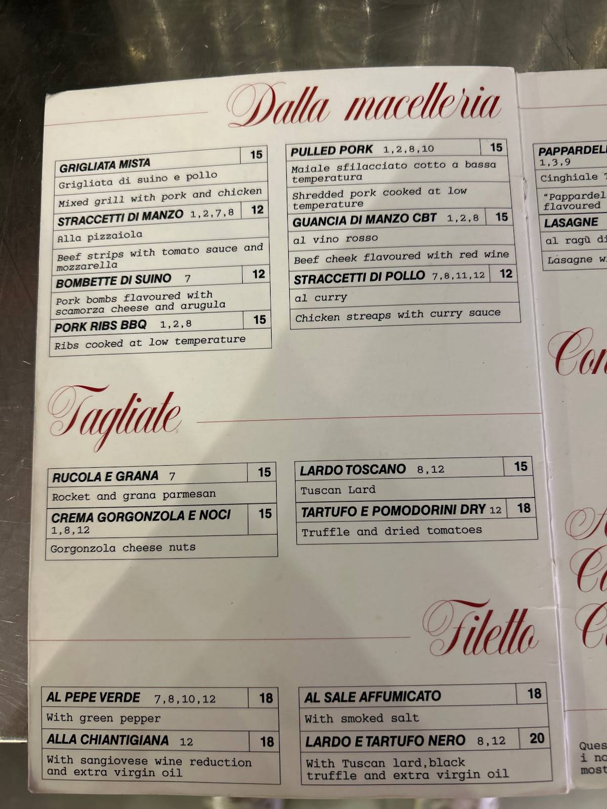 Menu di Antica Tradizione Norcineria 