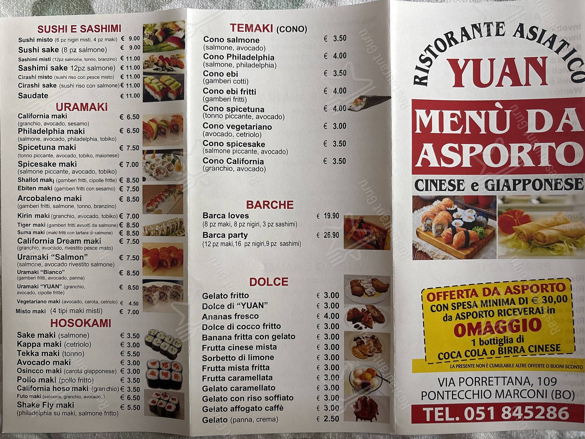 Menu di Ristorante Cinese Yuan - pasti e bevande