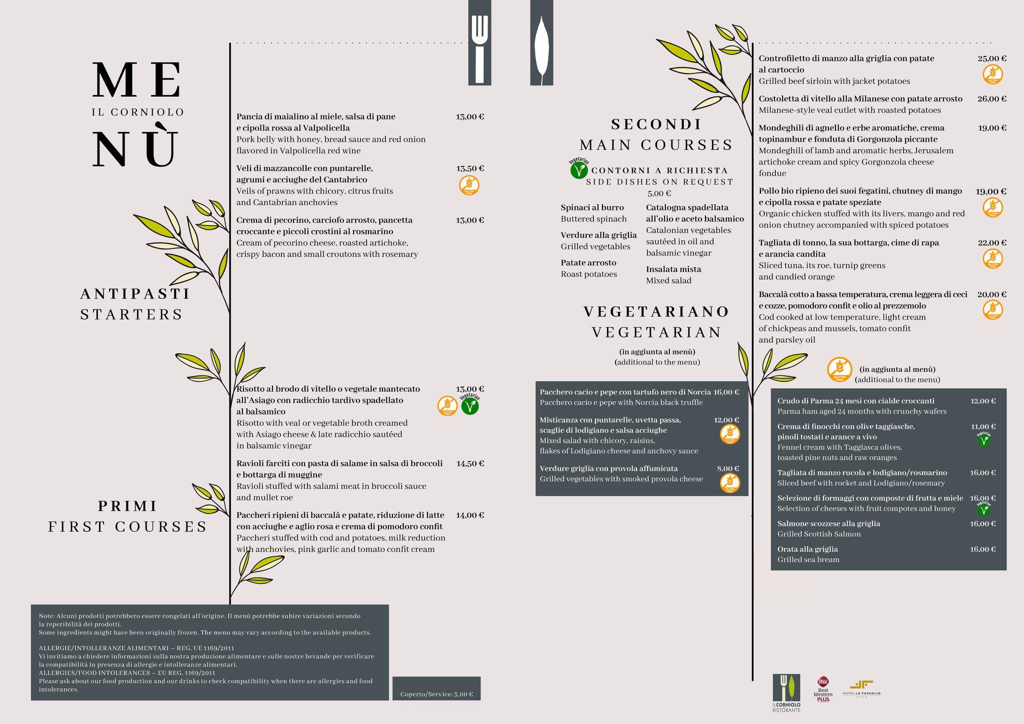 Menu di Ristorante Il Corniolo 