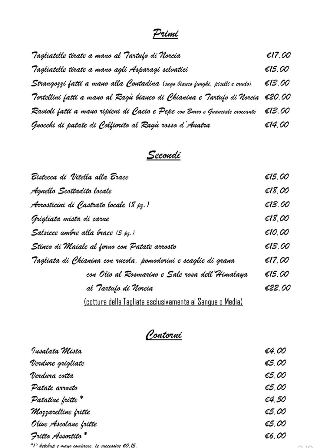 Menu di Ristorante Pizzeria Il Frantoio 