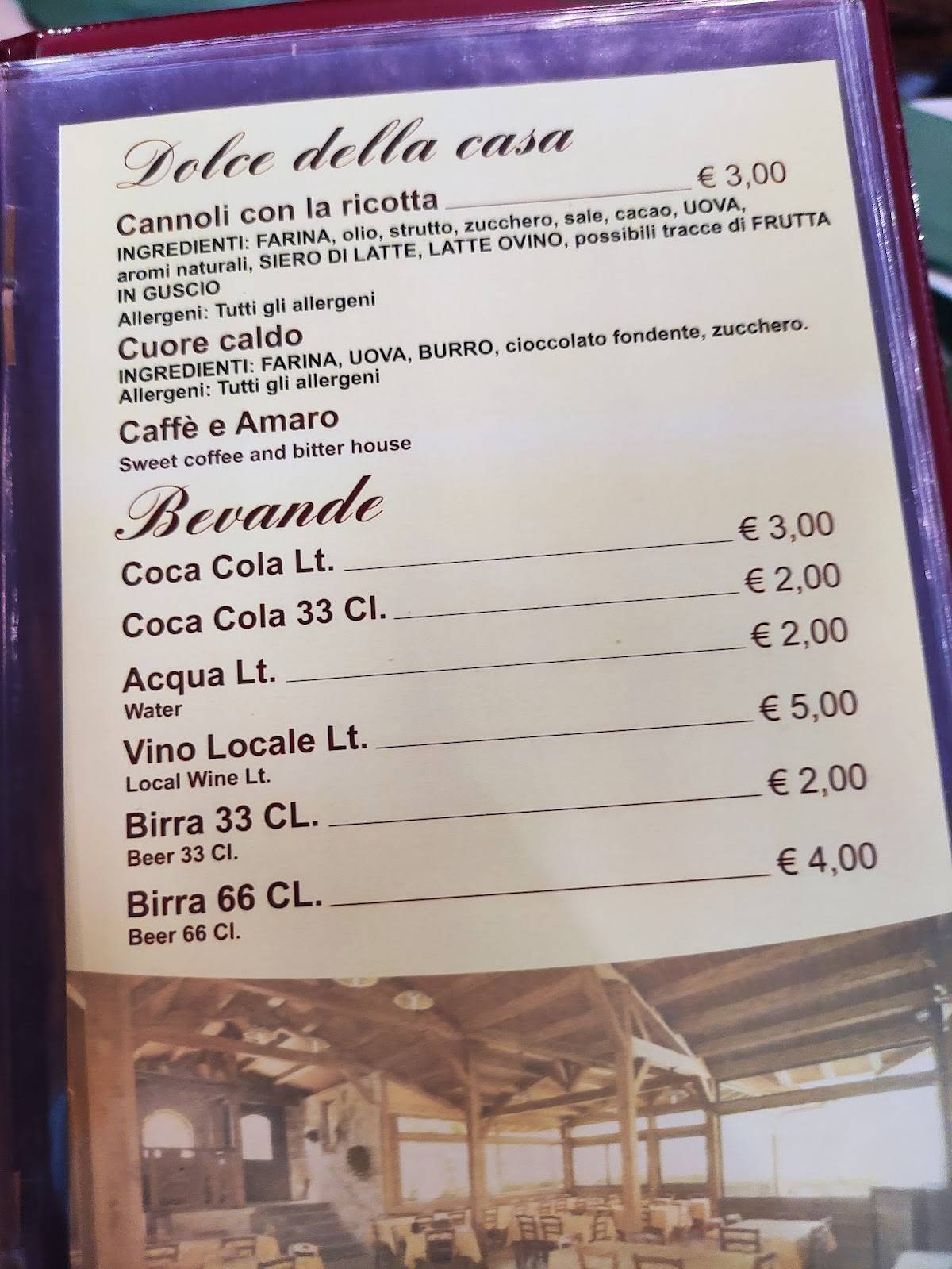 Menu di Ristorante Villa Ribot 