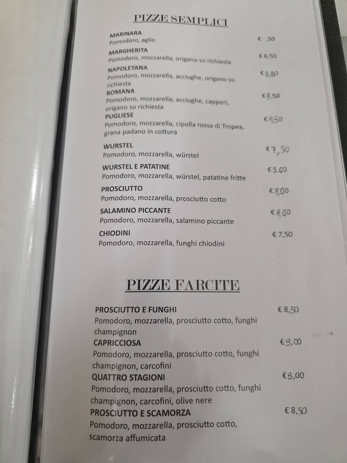 Menu di Ristorante pizzeria La Lucciola 