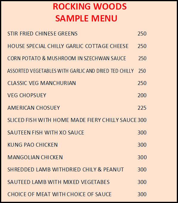 Rocking Woods menu