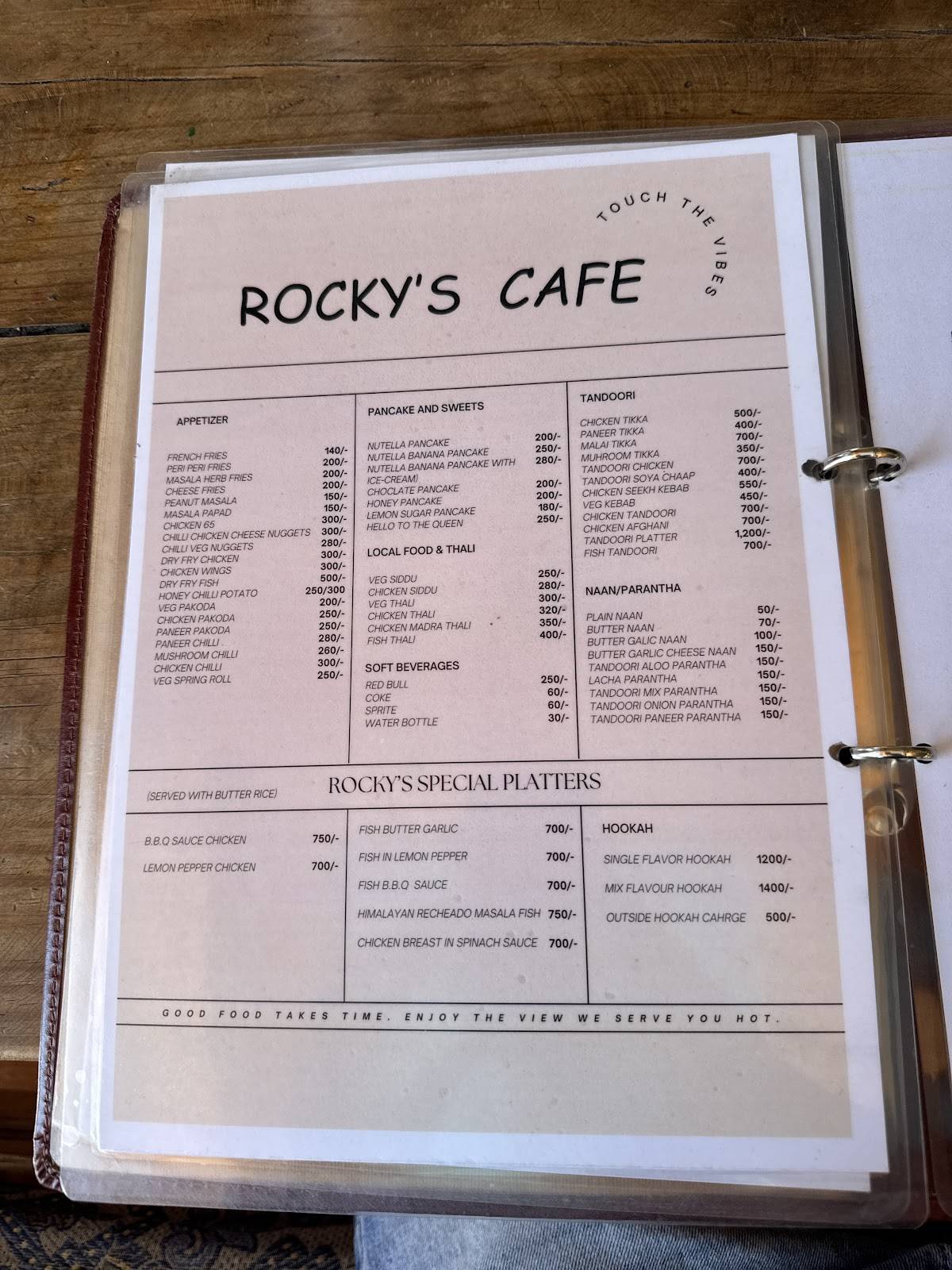 Rocky's Cafe menu