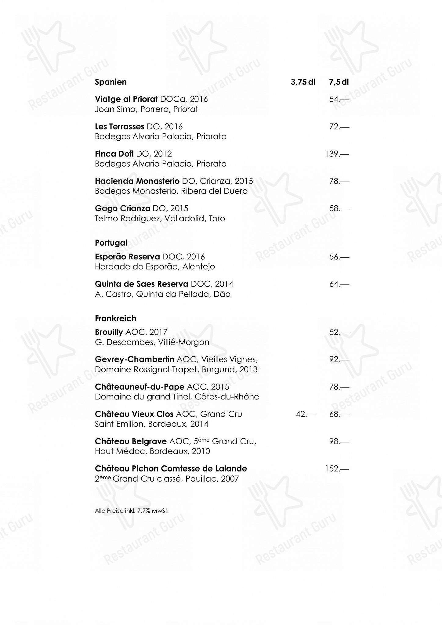 OUR MENU pour Restaurant Rosengarten dans Berne