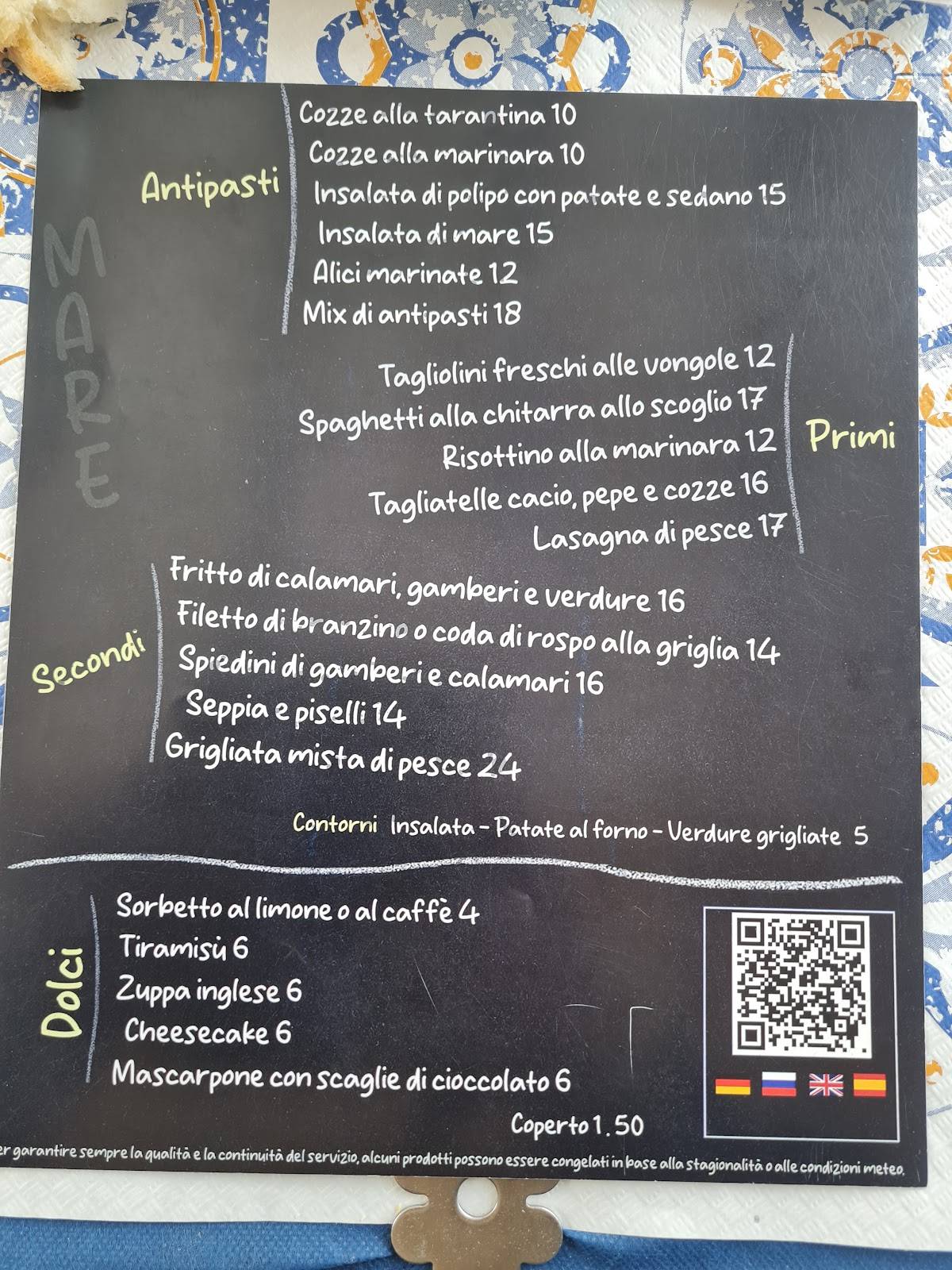 Menu di Ristorante Da Zio Renzo 