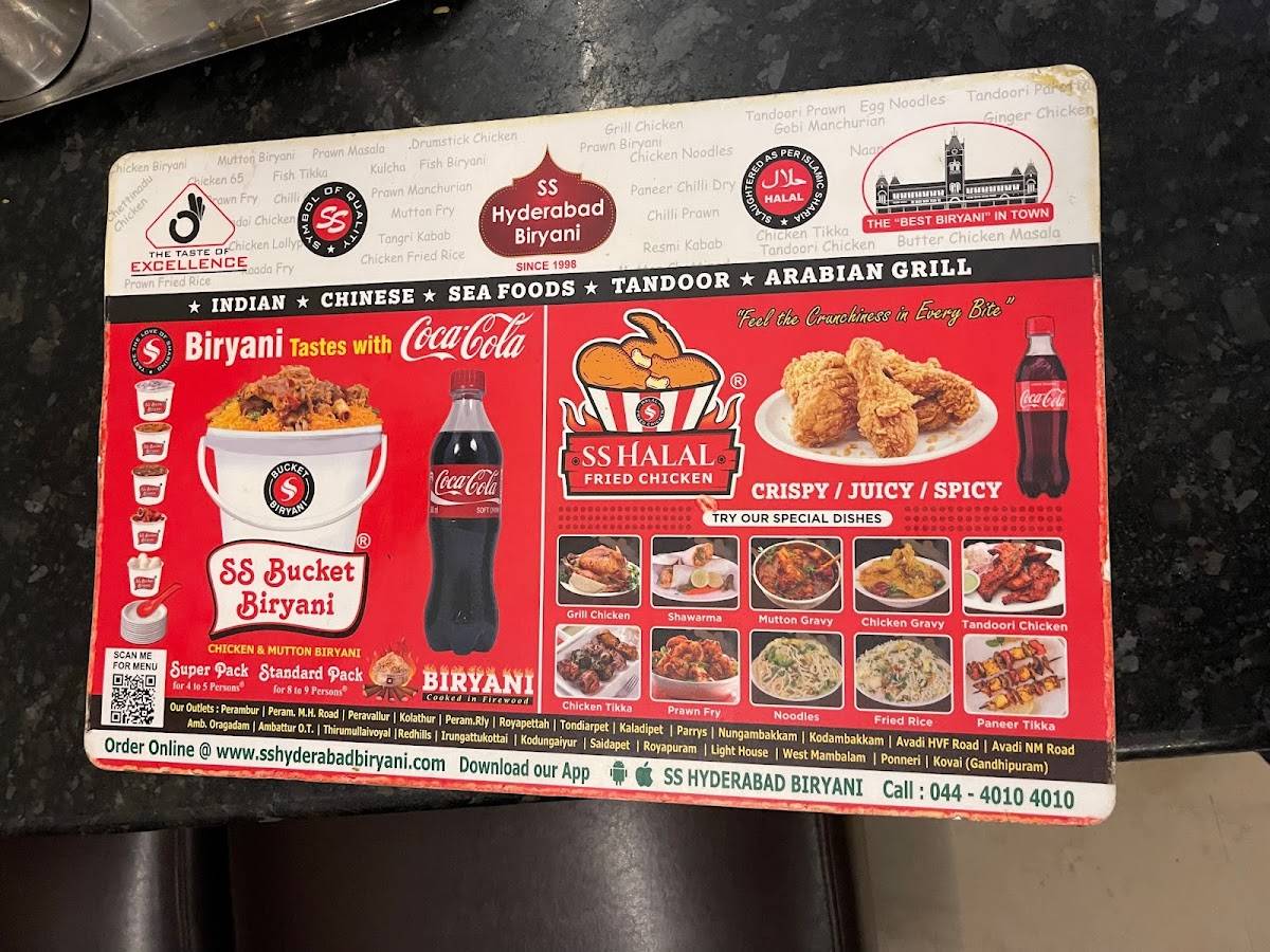 SS Hyderabad Biryani, Ambattur Oragadam menu
