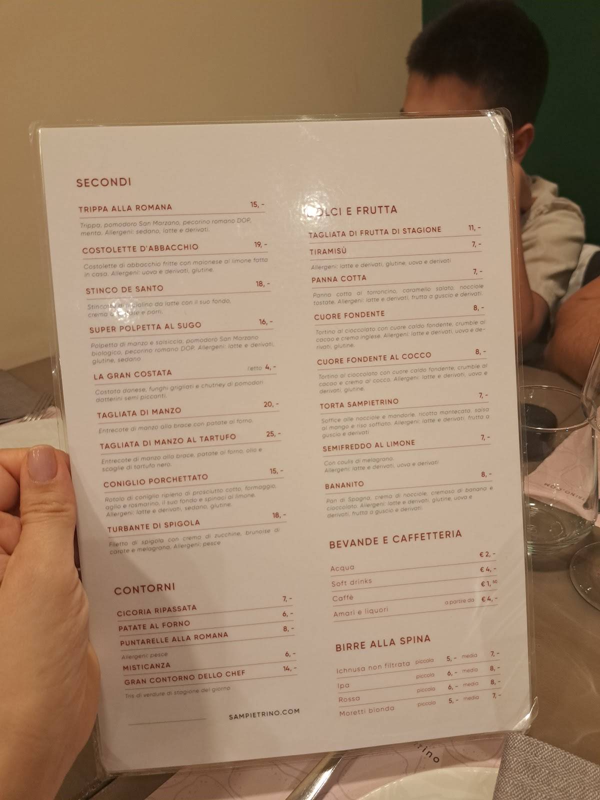 Menu di Sampietrino - L'Osteria di San Giovanni 