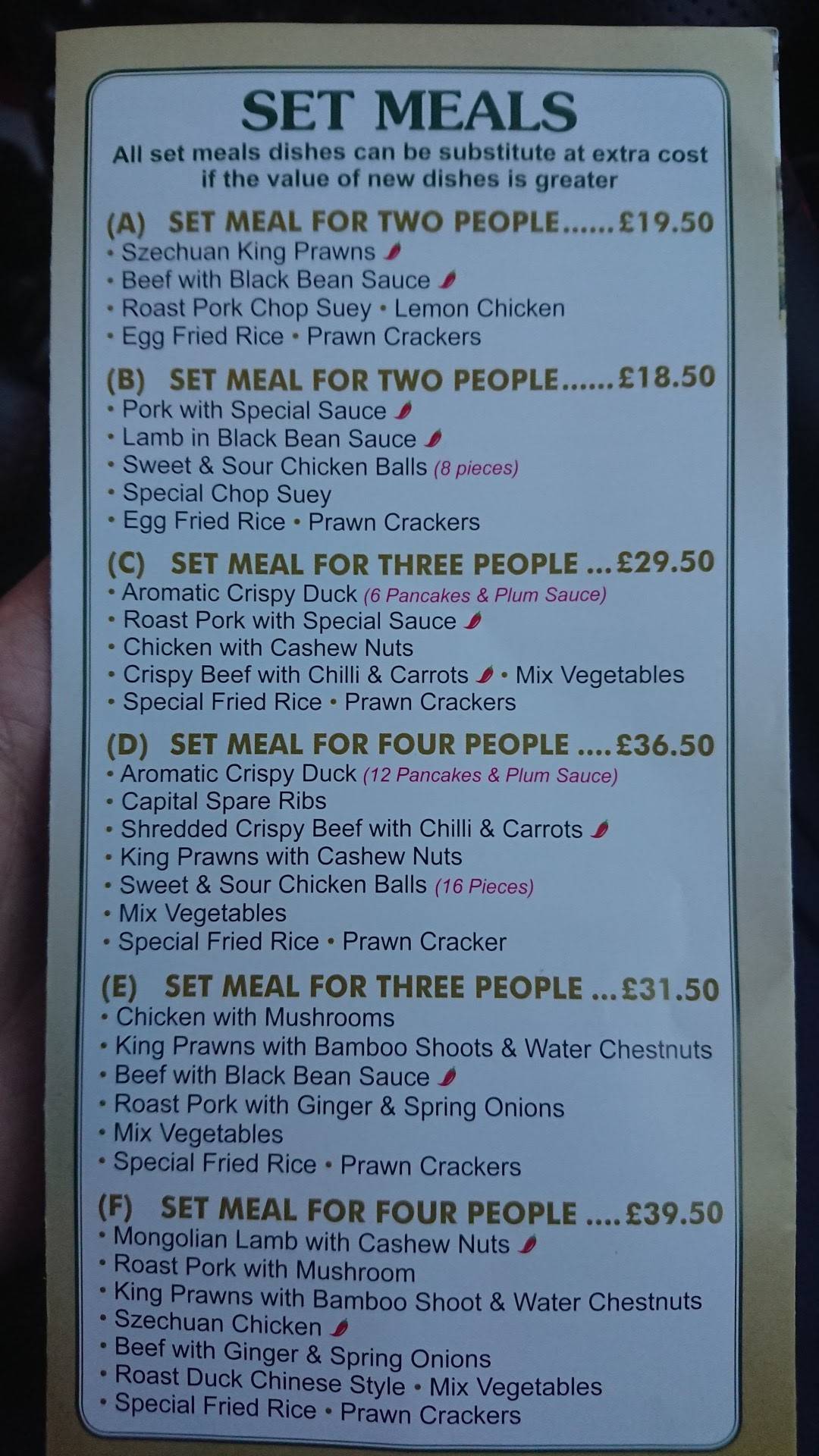 Menu at Sams Chinese Takeaway restaurant, Milton Keynes