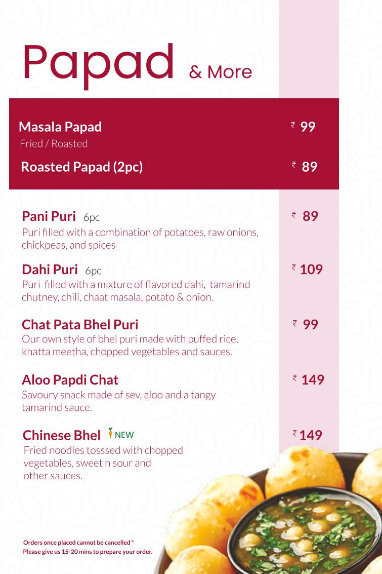 Sattvik - A Vegetarian Delight menu