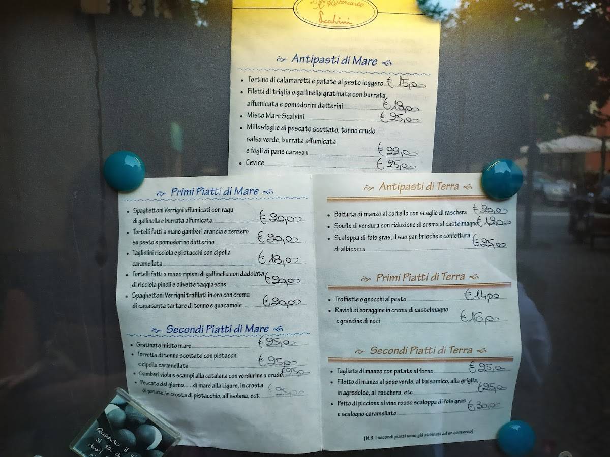 Menu di Scalvini 