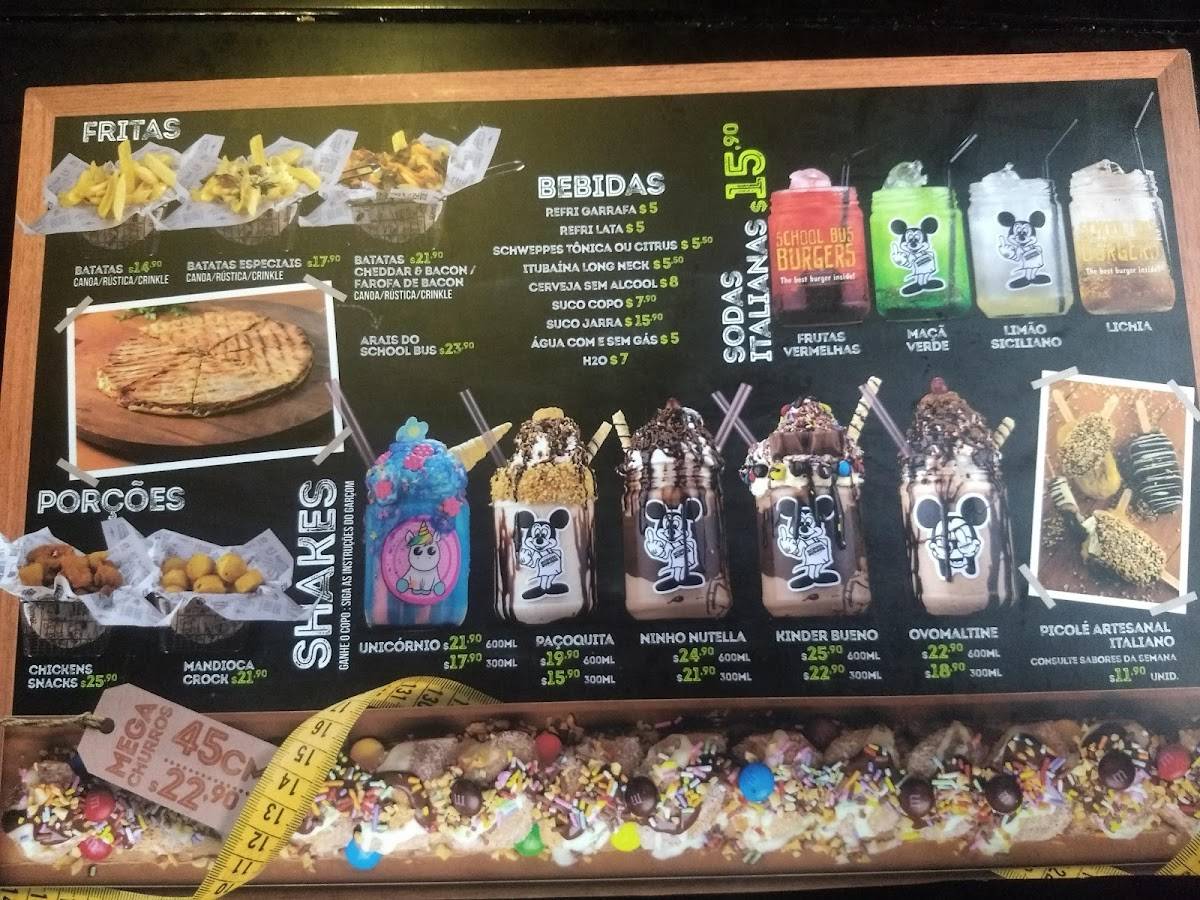 School Bus Burgers cardápio