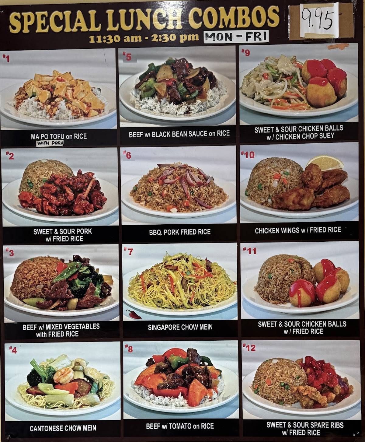 Menu de Seaspray restaurant