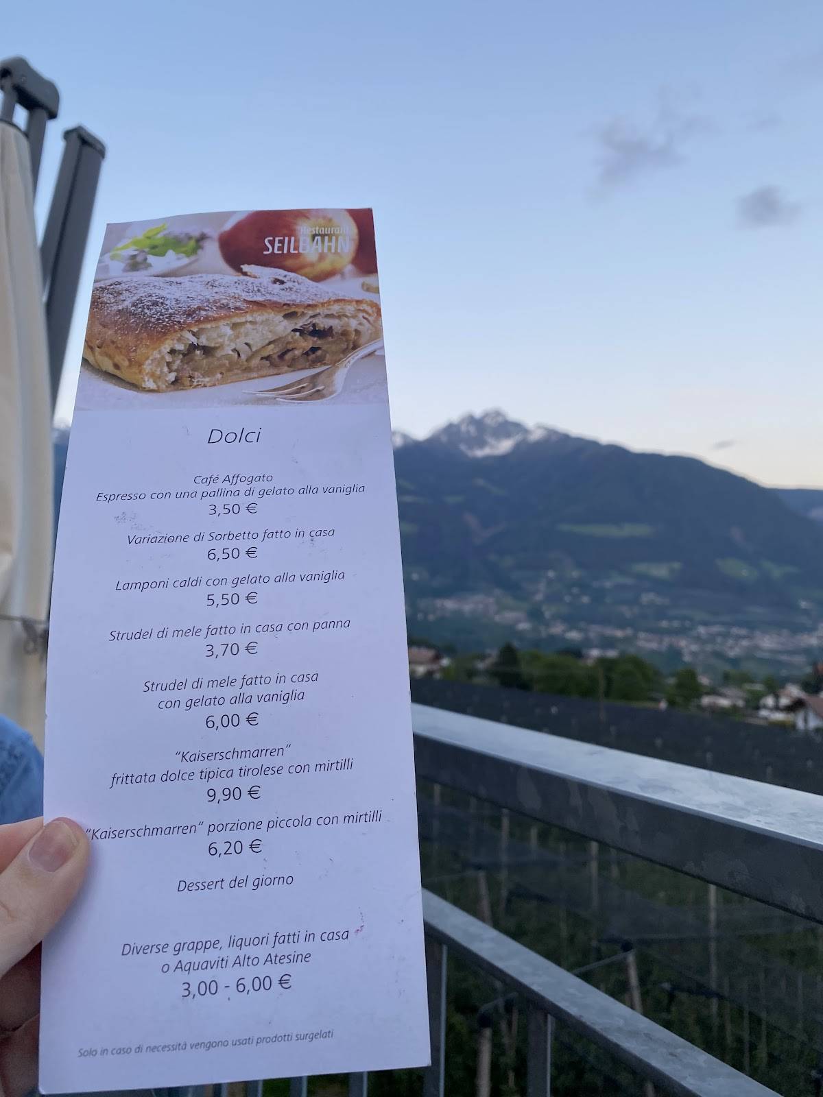 Menu di Restaurant Seilbahn 