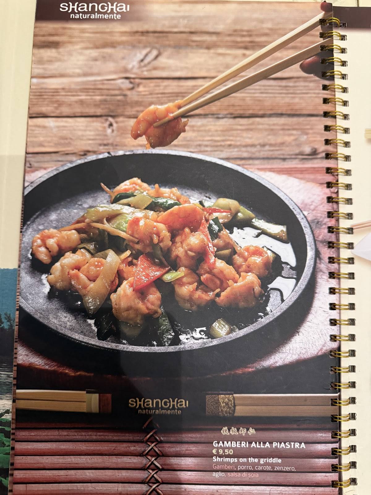 Menu di Shanghai Naturalmente 