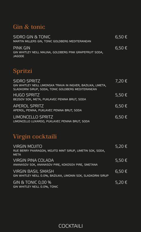 Menu di Sidro 