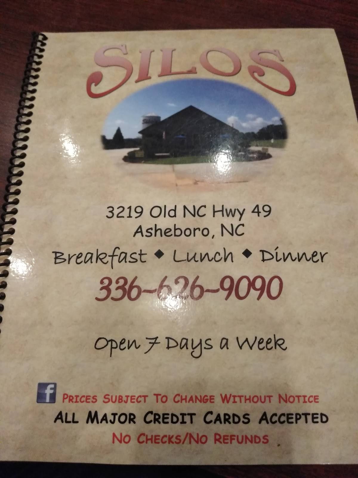 Menu at Silo's Family Restaurant, Asheboro