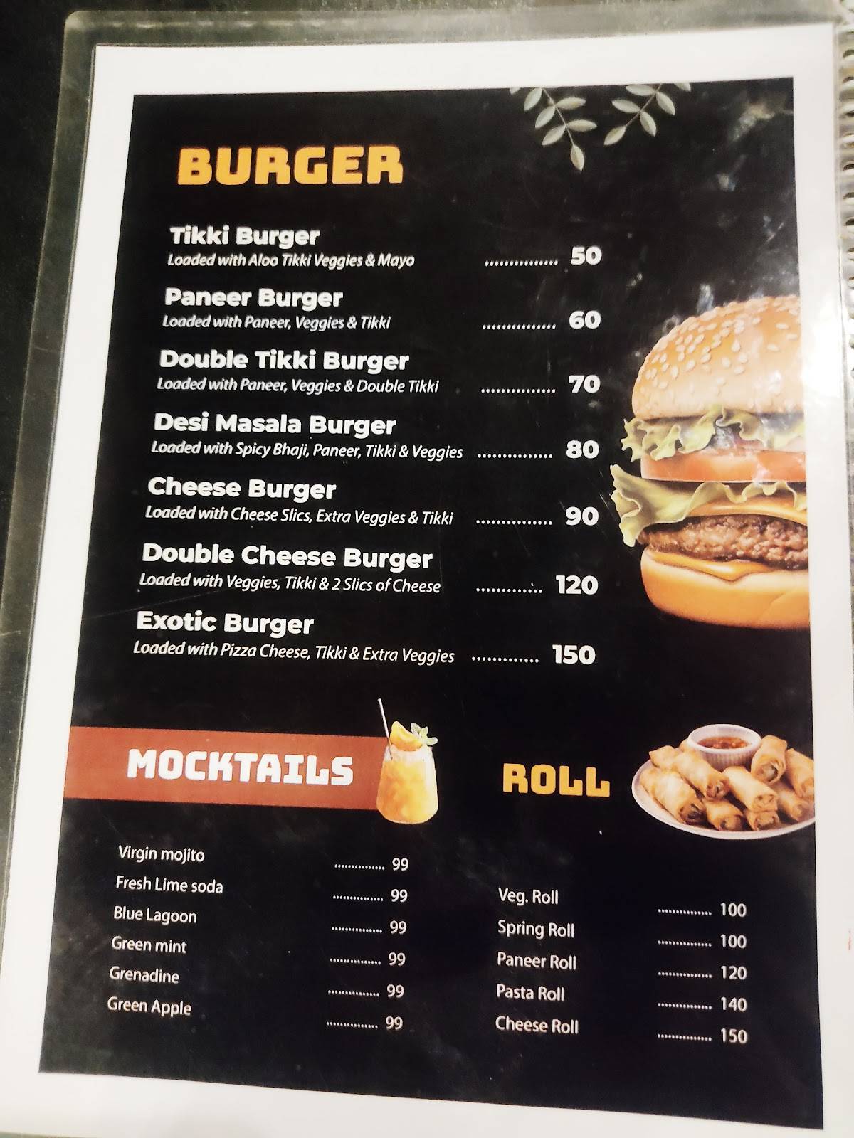 Sk Burger menu