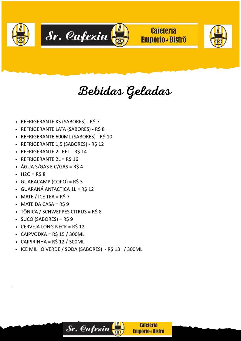 Sr. Cafezin - Cafeteria, Empório e Bistrô cardápio