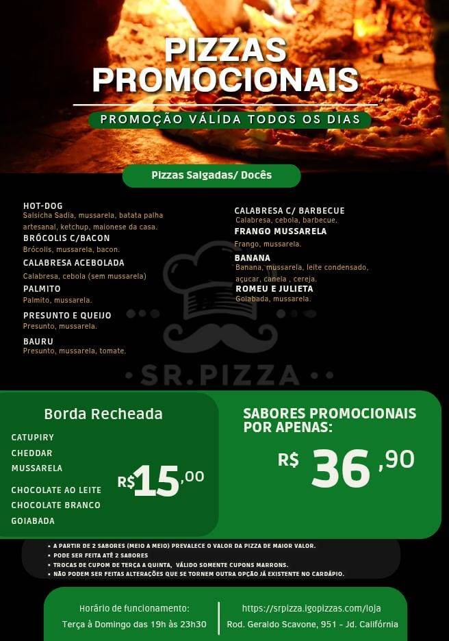 Sr Pizza cardápio