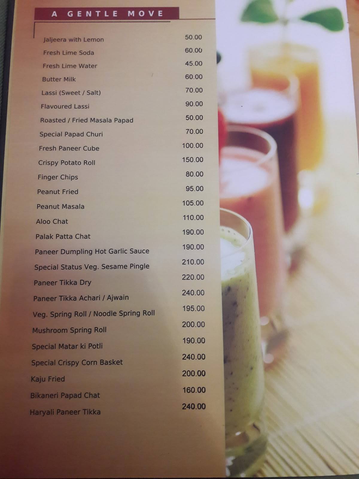 Status Restaurant menu