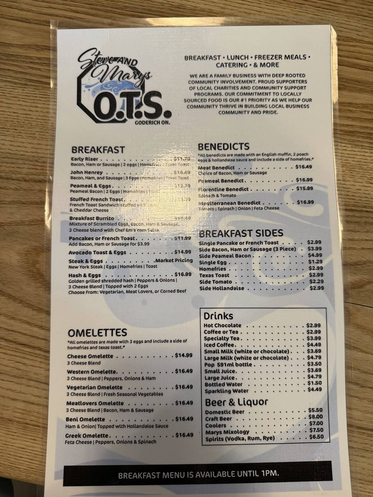 Menu de Steve and Mary’s On The Square