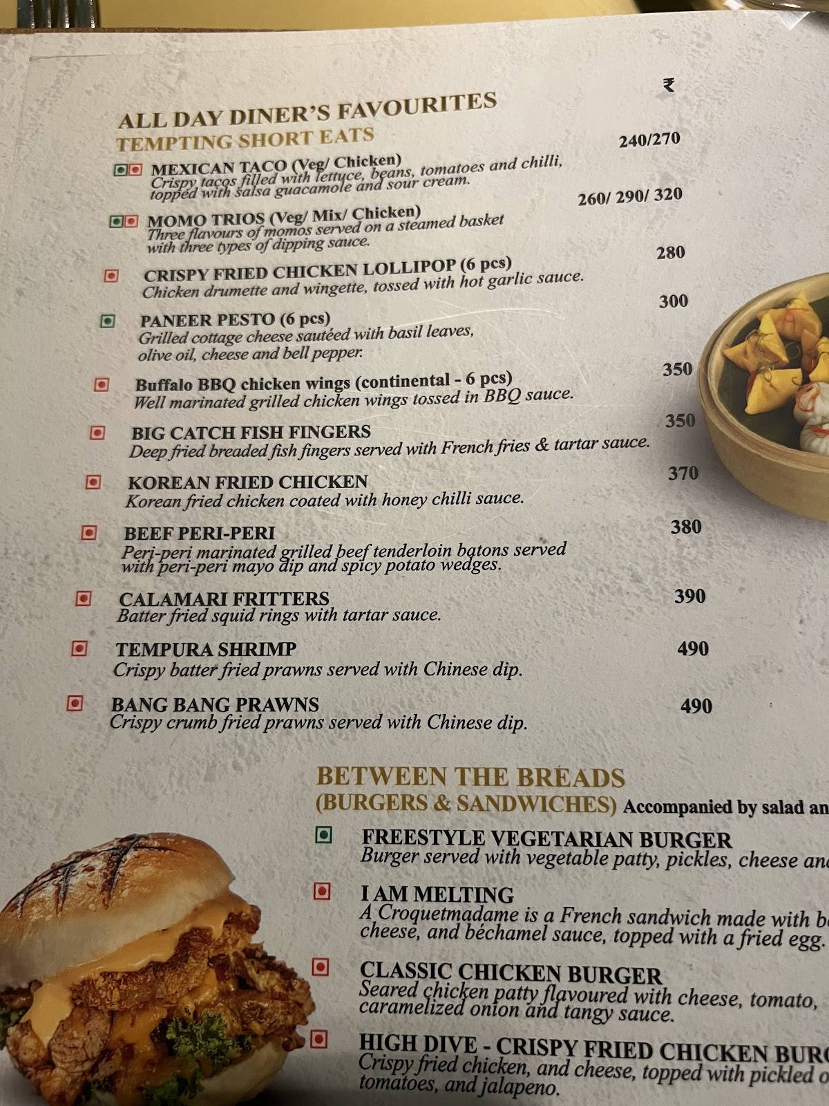 Supreme Experienza menu