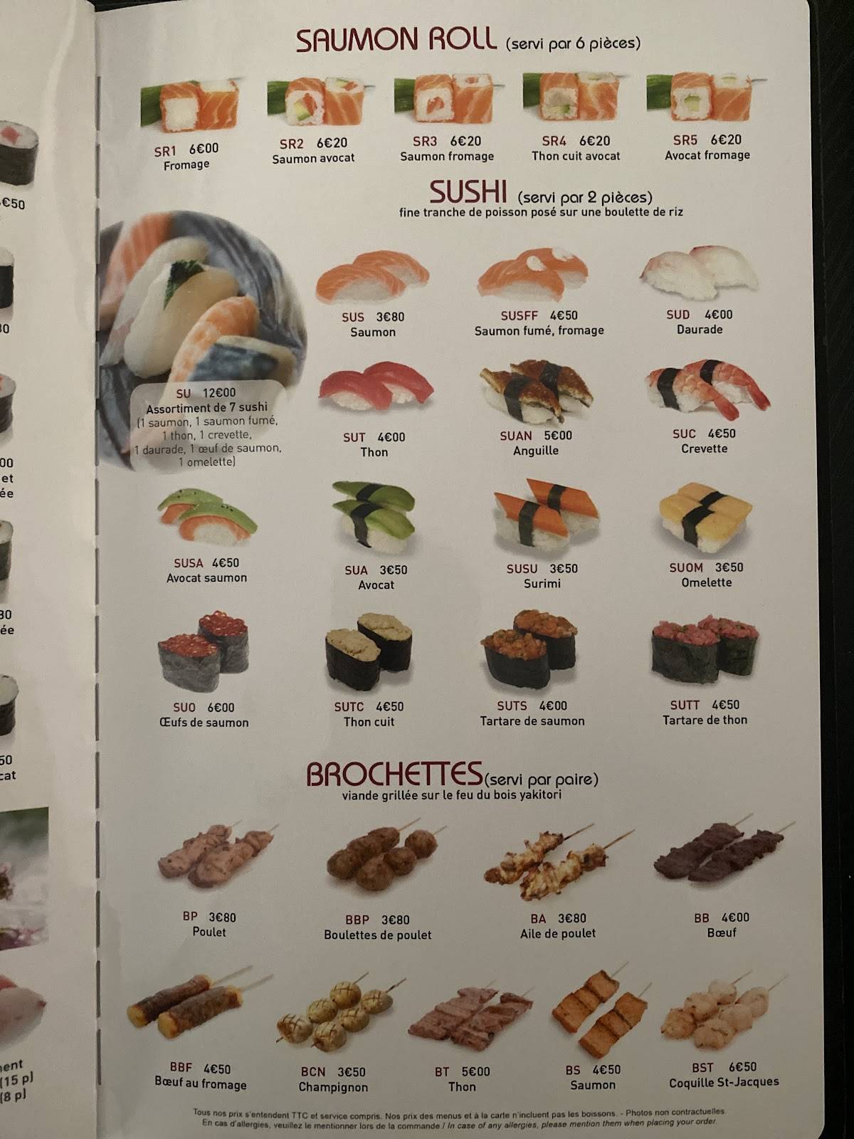 Menu de Sushi Maydo