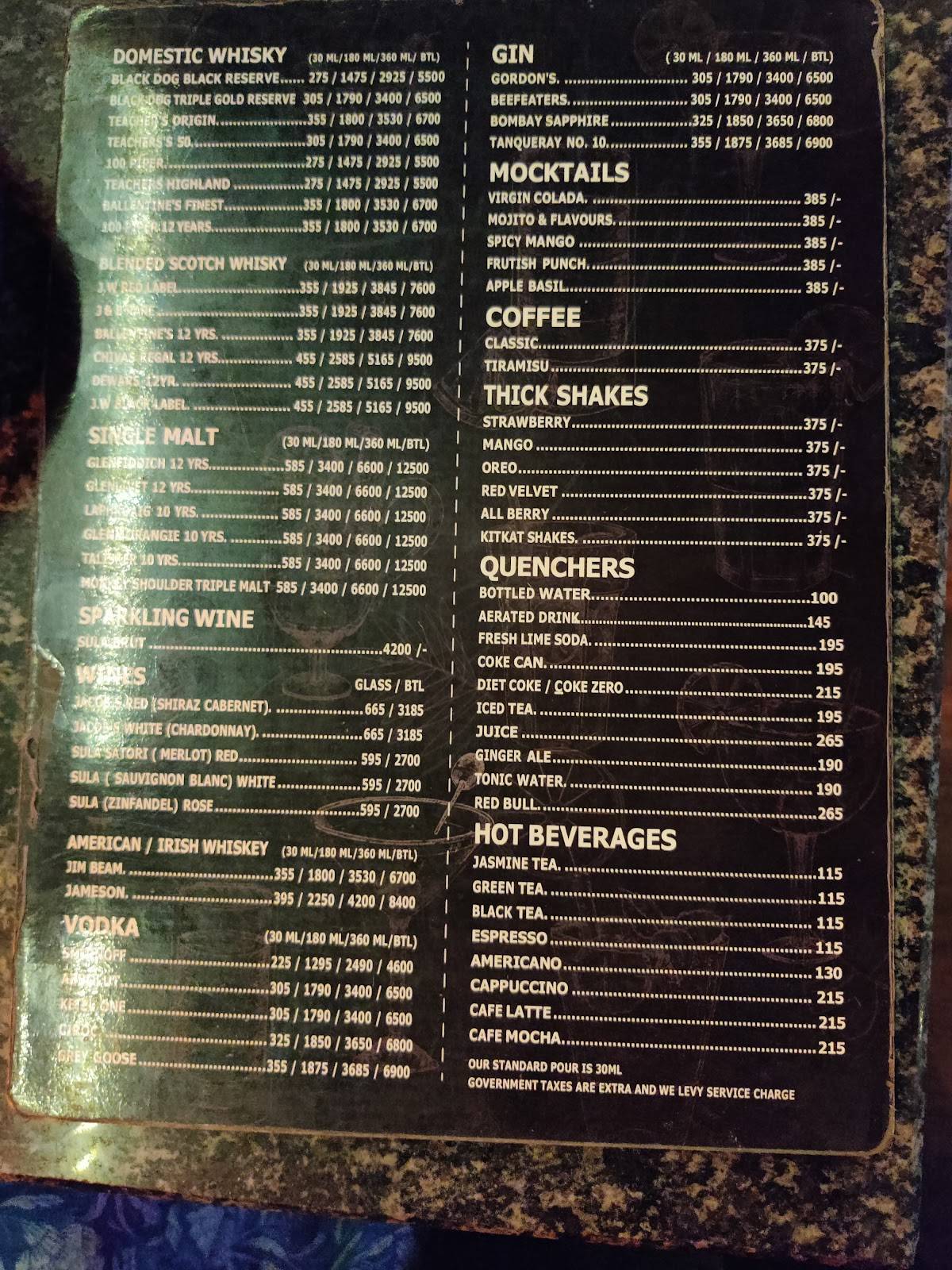 THE DROOTS menu