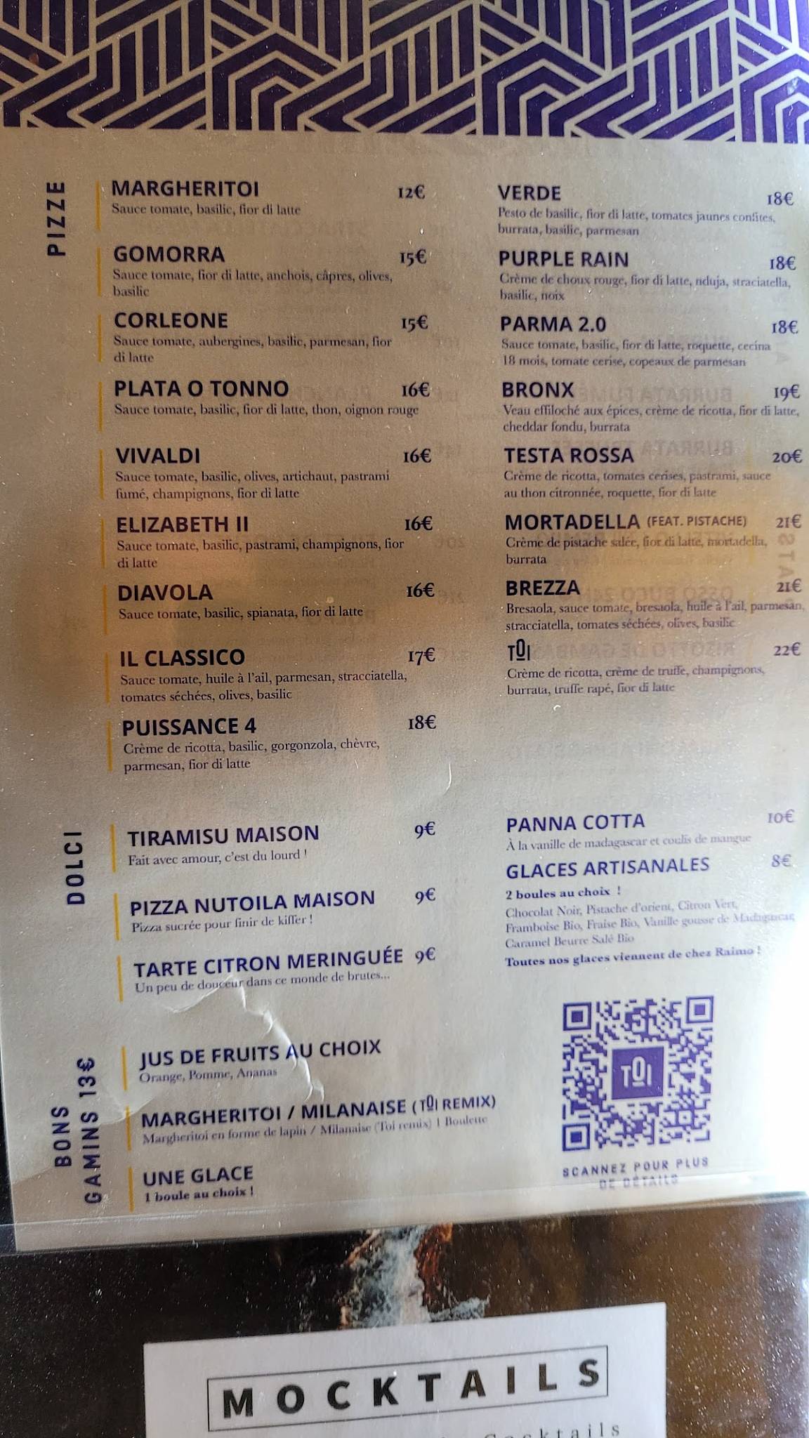 Menu de TOI