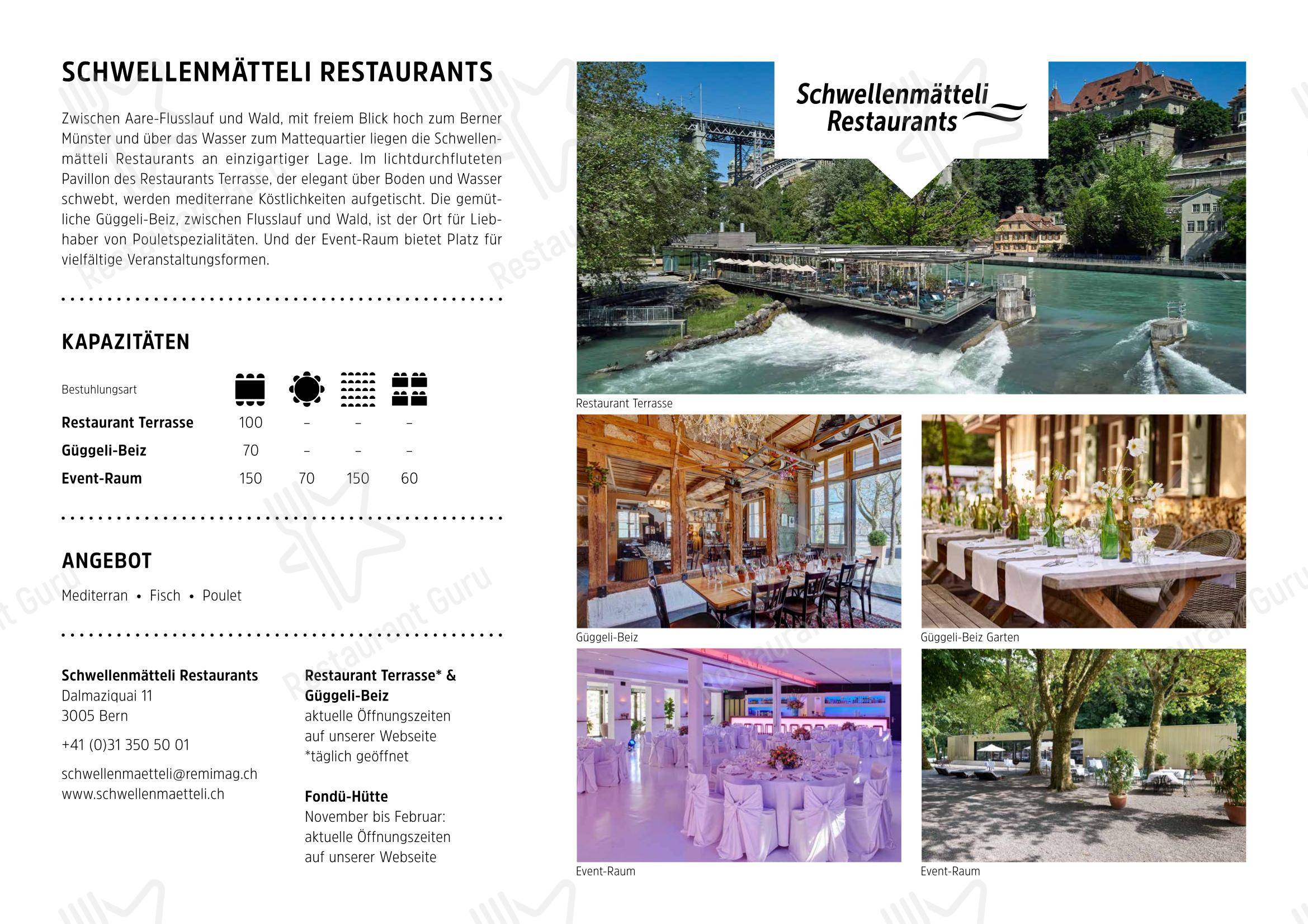 菜单 per Restaurant Terrasse Schwellenmätteli ristorante