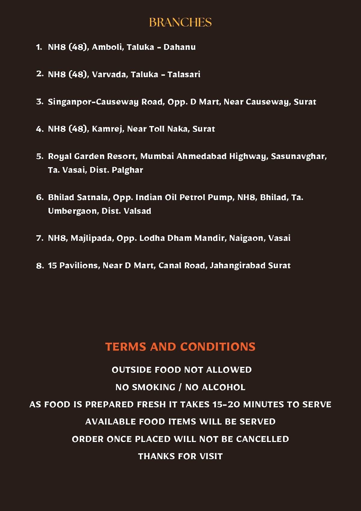 Thakkar's Hotel Jalaram Kathiyawadi menu