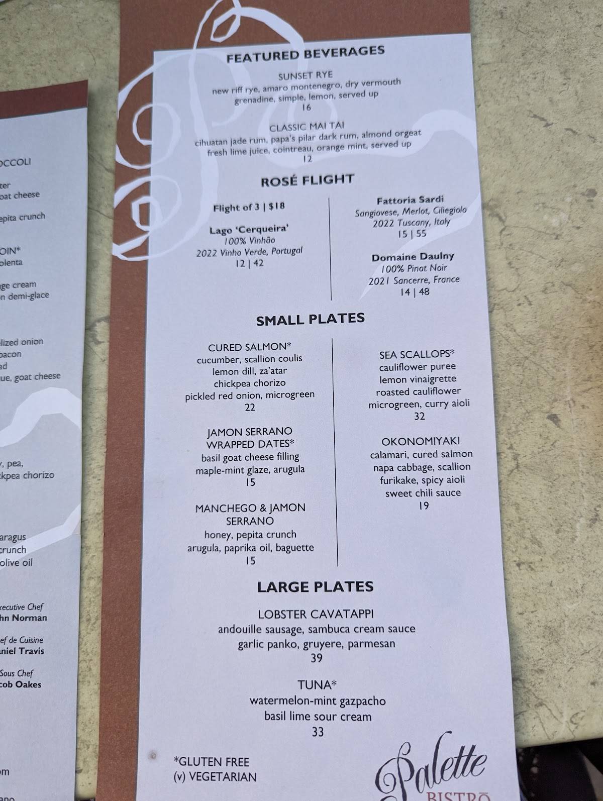 Menu at The Beacon Bistro restaurant, Petoskey