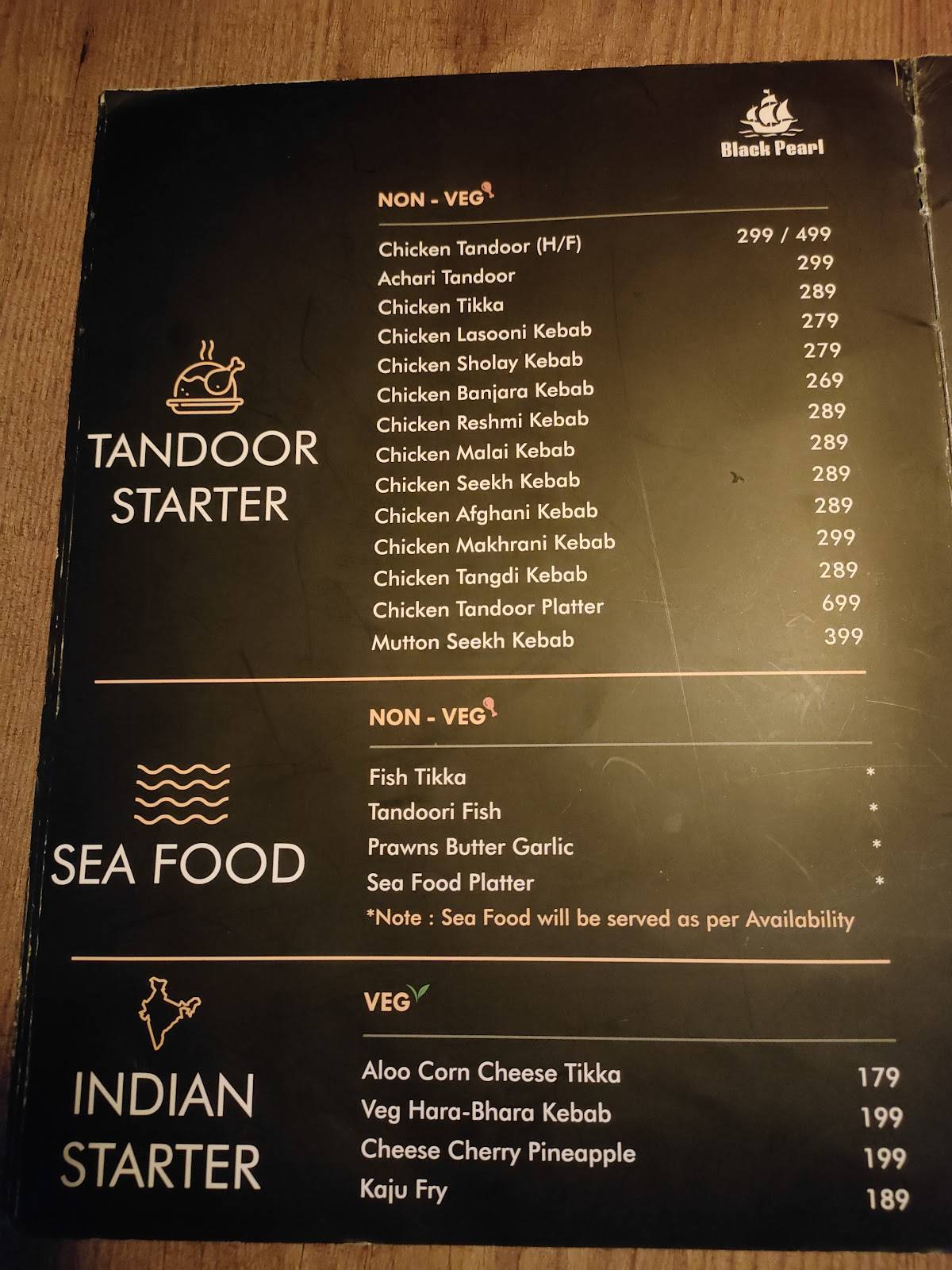 The Black Pearl Resto menu