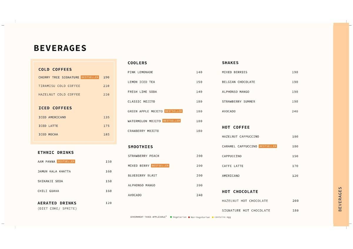 The Cherry Tree Cafe menu
