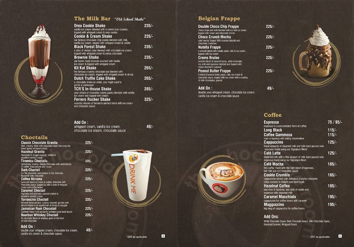 The Chocolate Room - Avinashi Road menu
