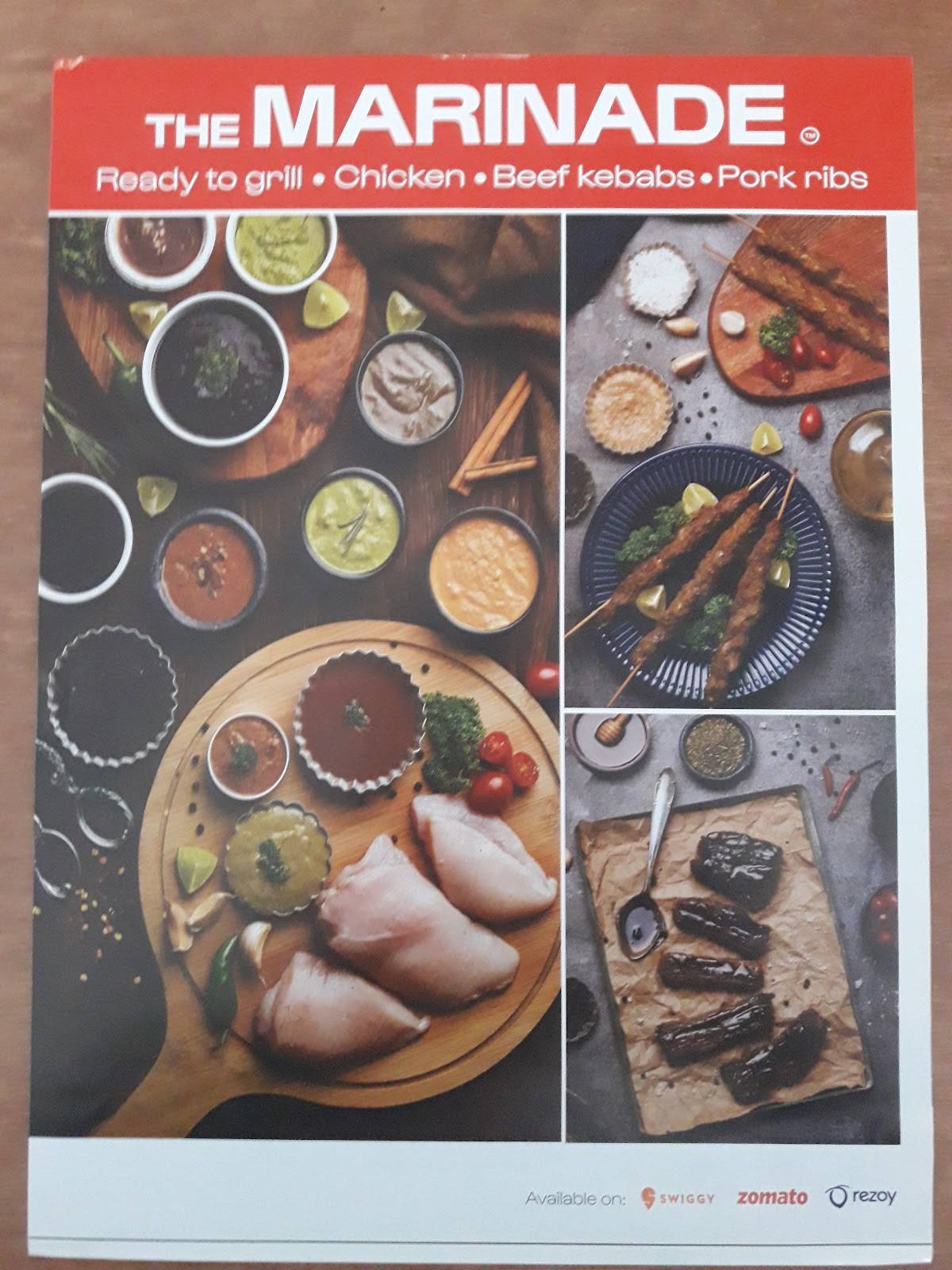 Menu at The Marinade, Kochi